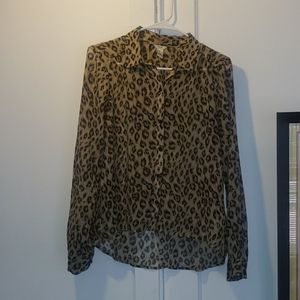 Leopard Print Semi Sheer Blouse